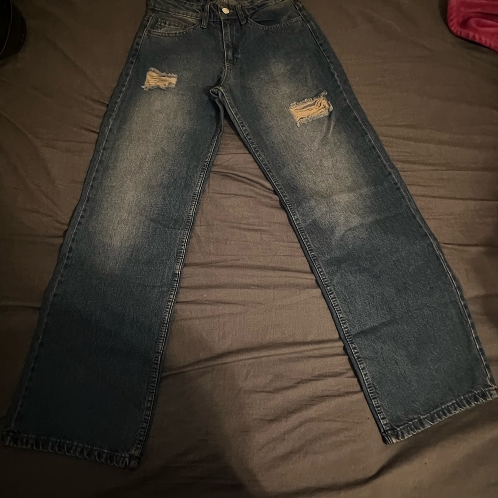 Stylish Distressed Blue Jeans